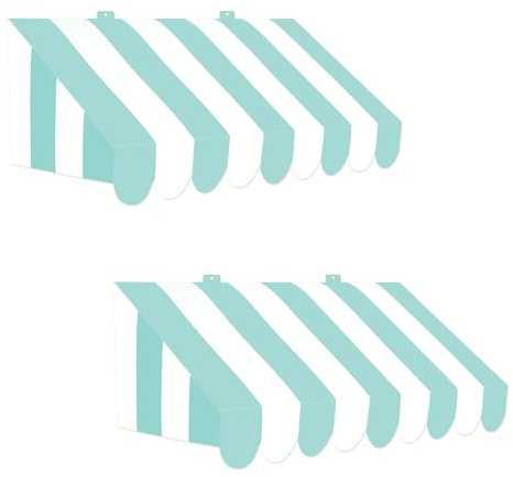 Beistle 2-Pack 3-D Teal and White Awning Wall Decorations, Ideal for Spring, Summer, Carnival, Beach, Ocean, and Under the Sea Themes, 24.75 x 8.75