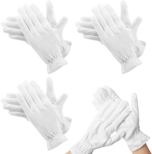 3 Paia Guanti Idratanti in Cotone Bianco per la Notte, per Il Sonno Guanti La Cura Delle Mani e Delle Mani Ruvide e Screpolate, Elastico Morbido Qualità Superiore