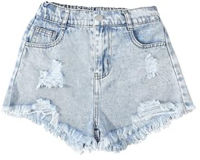 GORGLITTER Girl's Distressed Jeans Shorts Ripped Raw Hem Basic 5 Pocket Casual Denim Shorts