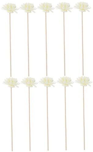 Luxshiny Palitos De Flores Difusores Aromáticos 10 Unidades De Ratán Natural y Flor PE Blanca Accesorios para Difusores De Aroma para Hogar Dormitorio Oficina Baño