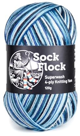 4-Ply Sock Yarn 120g, New Zealand Wool, Superwash – Arctic Ocean