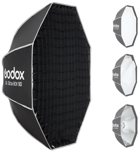 Godox Octa-90 35 Octagonal Softbox with Bowens Mount, 90cm Octa Portable Foldable Quick Release Soft Box with Grid, Diffuser for Godox SMALLRIG/Neewer/Aputure