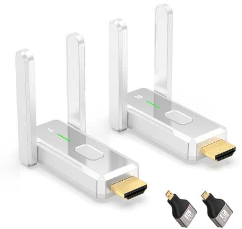 Wireless HDMI, 150m Reichweite 1080P@60Hz HDMI Drahtlos Sender & Empfänger, 2,4G/5G Dual-Band Plug & Play für Streaming, Konferenzen, PC zu TV/Monitor/Projektor