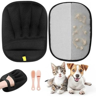 RIVANOSTORE 1-pack Upgraded Double- pet hair removal, Five-Finger Reusable Electrostatic Grooming Gloves for Dogs & Cats | pet hair glove, Bed, Couch, dog glove