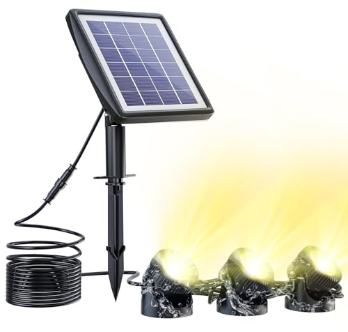 PChero Éclairage Solaire pour Bassin LED Sous-Marin, Lampes de bassin avec 3 lampes submersibles IP68 pour Bassin, Piscine, Jardin, Aquarium, Cour, Fontaine, Extérieur Décoration