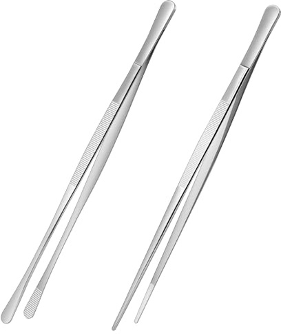 Adiwo Pinze da barbecue e pinzette in acciaio inox, Resistenti, 2 Pezzi Pinza Chef Professionale per Servire Cibo, Grill, Pasta, Insalata, Pinzette per Barbecue, 30 cm (Argento)