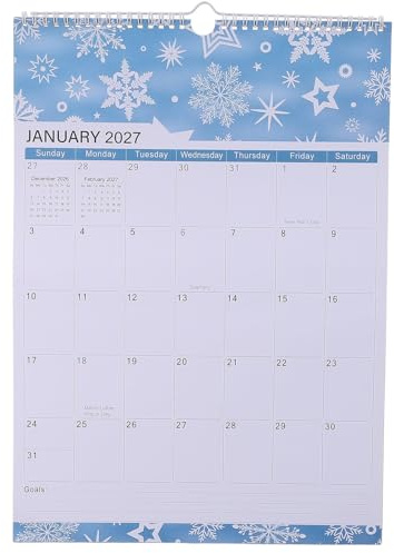 COMPUKAS Månadsveggkalender med Spiralbindning Stora Datumrutor Självdisciplin Kalender för Familjeplanering och Personlig Utveckling till