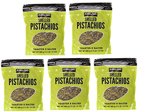 Kirkland Signature bLiqqk Shelled Pistachios, Roasted & Salted, 24 Ounce (Pack of 5)