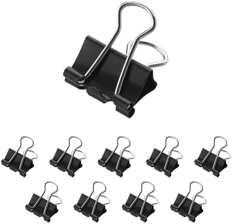 Westcott E-10700 00 Lot de 12 pinces pliantes 15 mm en métal pour documents, papier robuste et réutilisable pour bureau et maison Noir