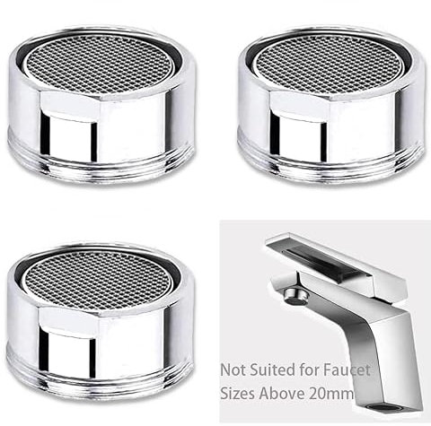 3 Stück Strahlregler M20, Wasserhahn Sieb, Mischdüse mit Edelstahlfilter inkl., Wasserhahn Aufsatz Strahlregler(20mm Außengewinde)