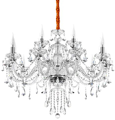 Ridgeyard 15 Luci Lampadario di Cristallo K9 Lampadario di Cristallo da Soffitto, Trasparente