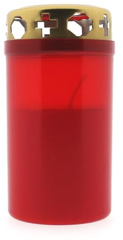 15 Grave Candles No. 3 with Gold Lid - Red | Burner | Day Burner | Grave Light | Cemetery Candles | Funeral Candle | Candles | Memorial Candle | Mourning | Angel | Devotional Candle | All Saints |