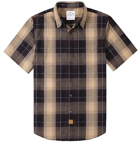 Dubinik® Mens Short Sleeve Button Down Shirts Soft Breathable Summer Vintage Regular Fit Lightweight Men's Casual Shirt