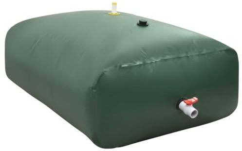vidaXL Vattentank med kran vikbar 2100 L PVC, vattenbehållare, vatten tank, portabel vattentank, vatten behållare, vikbar vattentank