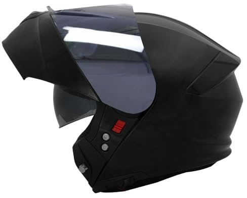 Zorax ZOR-838 Black XXL (63-64cm) Motorbike Helmet + Extra Dark Smoke Visor - Modular Flip up Front Motorcycle Helmet