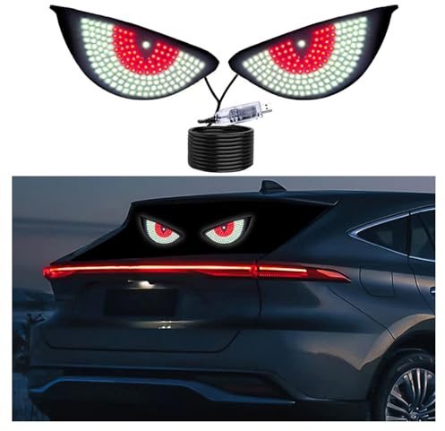 Lcxecnw 2Pcs Lampe d’oeil de démon de Voiture,fenêtre arrière de Voiture oeil de démon lED,lampe de voiture d’oeil de démon dynamique