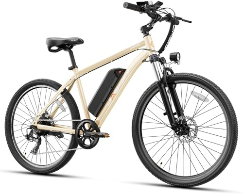 Jasion EB5 Electric Bike for Adults with Peak 1000W Brushless Motor, 40Miles 20MPH Commuting Electric Mountain Bike with 500Wh Removable Battery, 7-Speed, 26 Tires and Front Fork Suspension