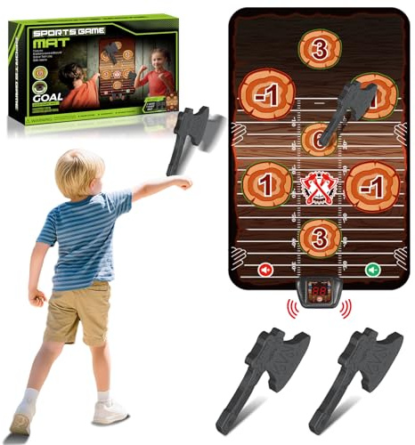TERRAMUS Axe Throwing Target Game Set, Electronic Scoring Throwing Game Toys Gifts for Kids Age of 3-10+ Years Old Boys & Girls, Backyard Indoor & Outdoor Yard Carnival Sport Party Play Game