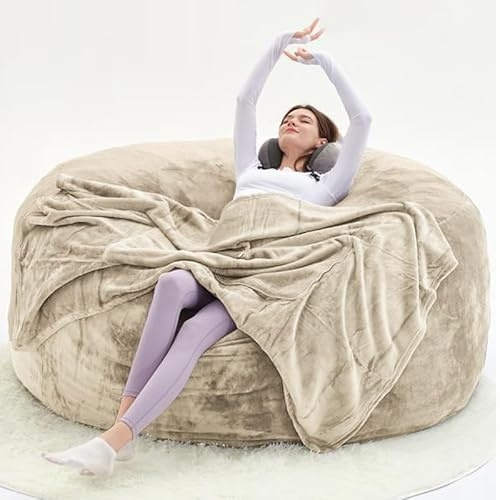 Générique Fauteuil Pouf Adulte,Bubble Sofa,Gros Pouf geant XXL, Doux et Confortable démontable Facile à Nettoyer, adapté à la Chambre à Coucher, dortoir Chaise de Lecture (Apricot, 150 cm（XL）)