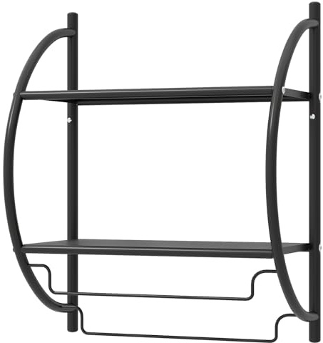GIANTEX badrumshylla hängande, vägghylla badrum 45 x 25,5 x 55 cm, hängande hylla badrum med 2 hyllor & 2 handdukshållare, hängande stång rostfri för badrum, duschhylla väggmontering (svart)