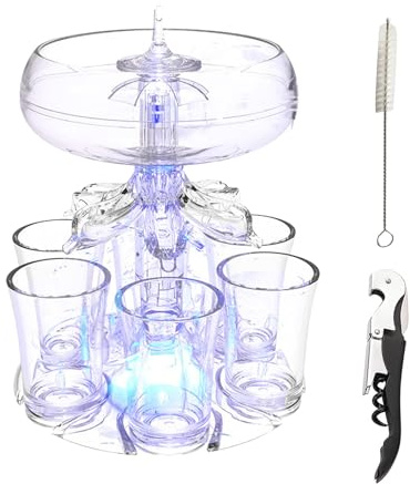 Juego de dispensador de chupitos para hombre de 45 ml, dispensador de bebidas con 6 vasos, ajustable con luz LED para bebidas alcohólicas, múltiples dispensadores de licor, vertedor de licor, para