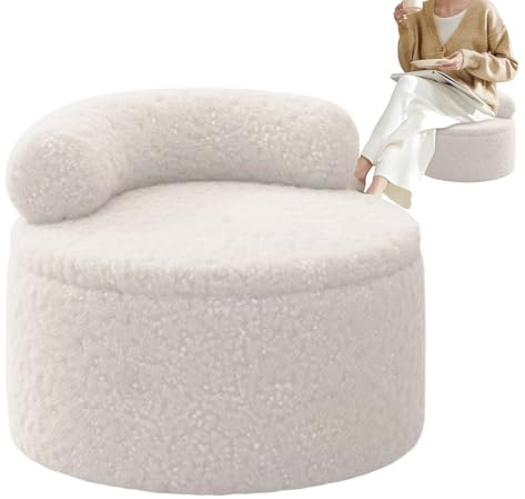Taburete con espacio de almacenamiento y tapa de madera reversible. Taburete acolchado con almacenamiento . Reposapiés de tela de lino , patas antideslizantes, mesa de