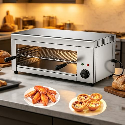 RUODATONLY Griglia salamandra da banco, fonditore Elettrico per Formaggio da 2000W, griglia da Parete per Formaggio, BBQ da banco per Cucina da Ristorante 50-300°C