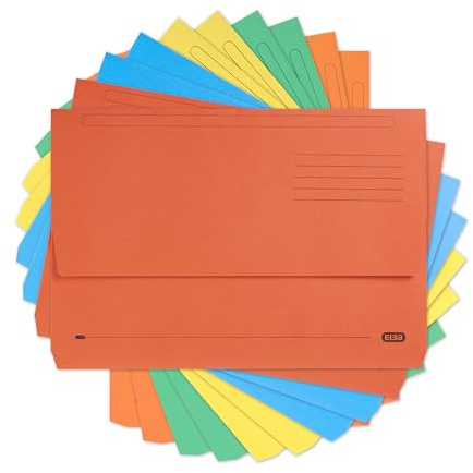 Elba Foolscap Document Wallets, Assorted Colours, A4+, Pack of 10 Folders