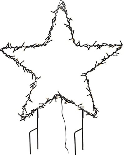 LED Metall Gartenstecker Stern - 60 cm - Weihnachtsstern mit 150 LED beleuchtet - Advent Winter Garten Outdoor Deko Beleuchtung warm weiß mit Erdspieß