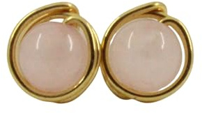 Ohrstecker Edelstein Rosenquarz (Vergoldet)