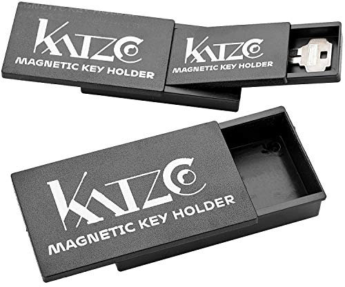 Katzco Magnetic Key Holder Under Car - 3 Sizes - Nest Inside Each Other for Easy Storage - 3, 4, and 5 inches - Rugged Black Plastic Cases with Strong Magnets - Car or House Extra Keys Compartments
