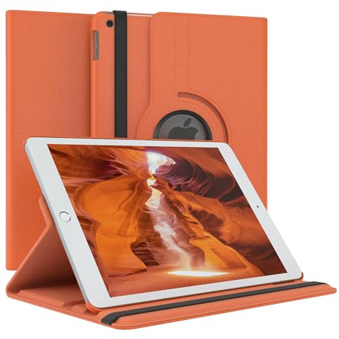 EAZY CASE - Tablet Hülle für iPad 10,2 2019/2020 /2021 Schutzhülle 10.2 Zoll Smart Cover Tablet Case Rotationcase zum Aufstellen Klapphülle 360° drehbar mit Standfunktion Tasche Kunstleder Orange
