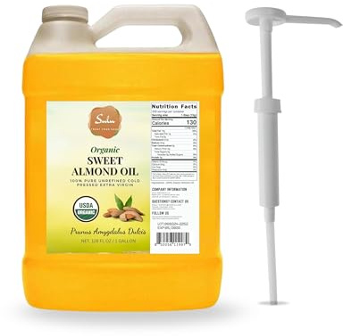 Certified Organic Unrefined Cold Pressed Sweet Almond Oil- 1 Gallon