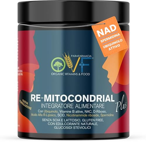 OVF Remitocondrial 420 g, Contiene 28 Principi Attivi in Sinergia per Energia mitocondriale, Contrasta Stress Ossidativo, vitamine del gruppo B, Ubiquinolo, Acido R Alfa Lipoico, Spermidina e NAC