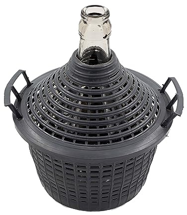 WYSKONT Dame Jeanne en Verre 25 L, Bonbonne de Fermentation avec Panier Plastique Protecteur, Ballon à Vin, Bière et Kombucha, Col Étroit Hermétique, Verre Sodocalcique Inerte