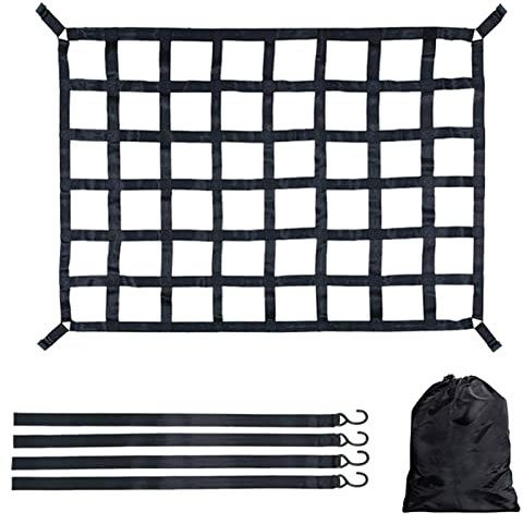 Eayoly Frachtnetz für Anhänger - Frachtnetz für Pickup-Ladeflächendehnungen,Frachtnetz erstreckt Sich für LKW-Ladefläche, Pickup-Ladefläche, Anhänger, Kofferraum, mit 4 festen Gurten