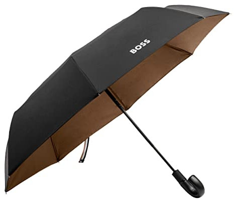 Hugo Boss Taschenschirm Iconic Black | Automatisches Öffnen und Schließen | Herren Damen Schwarz