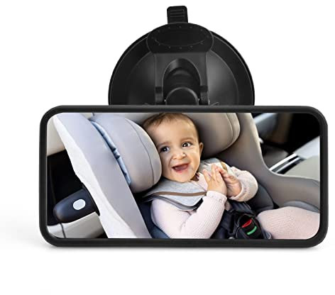 360°Auto Rückspiegel fur Baby, Baby Rücksitzspiegel, Spiegel Auto Baby, Baby Mirror, Spiegel Auto Baby Rückbank, Baby Autospiegel, Schwarz, 12x6cm