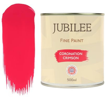 Guild Lane Jubilee Furniture Paint – Upcycle & Transform Wood, Metal & Glass – Soft Sheen Finish for Indoor & Outdoor – Durable & Easy to Apply Multi-Surface Paint (Coronation Crimson, Red, 500ml)