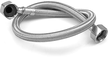 Xcel Home WRAS-zugelassener Flexschlauch 500mm 1/2 Zoll BSP 90° Ellenbogen Einzelrohr, Edelstahl 304 geflochten, Panzerschlauch für Küche, Bad, Boiler & Monobloc-Mischer