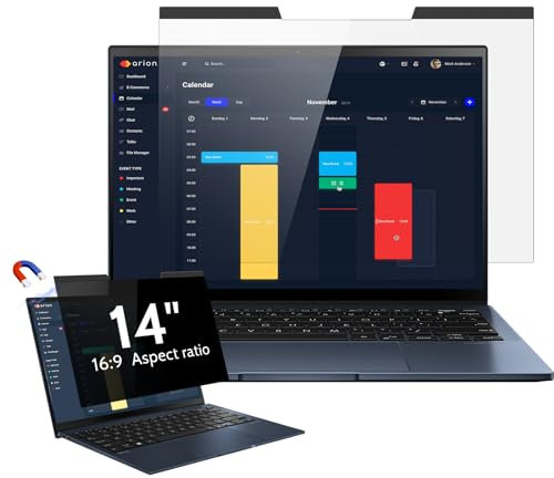 Magnético Filtro Privacidad para portátil 14 Pulgadas Relación de Aspecto 16:9, Protector de Pantalla Antirreflejo de Luz Azul, Privacy de Film Extraíble Compatible con HP/Lenovo/DELL/Acer/ASUS