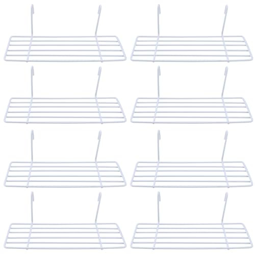 Yaegoo 8 Pack Grid Wall Shelves, White Wire Straight Shelf with Hook, Hanging Shelf for Home Supplies, 9.8 L x 3.9 D