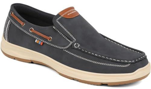 Pavers Wide Fit Slip On Boat Shoes - Navy Size 9