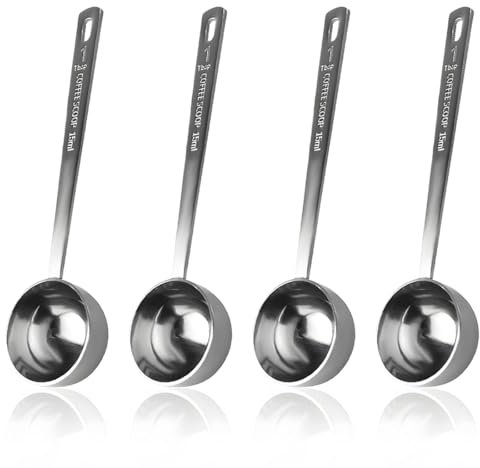 Teegxddy Cucchiaio Dosatore, 4 Pezzi Misurino Dosatore Caffe In Acciaio Inox Da 15 ml - Cucchiaio Da Caffè - Cucchiaio Da Caffè Con Manico Lungo -Per Misurare Caffè Macinato, Spezie, Polveri o Liquidi