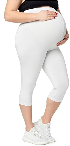 Merry Style stora storlekar damer 3/4 mammaleggings av viskos MS10-461, Vit, 6XL stor