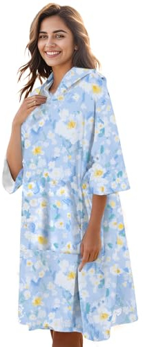 KFUBUO Surf Poncho Changing Towel Swim Robe with Pocket Plus Size Terry Cloth Swim Cover Up for Women Towel Poncho Hoodie