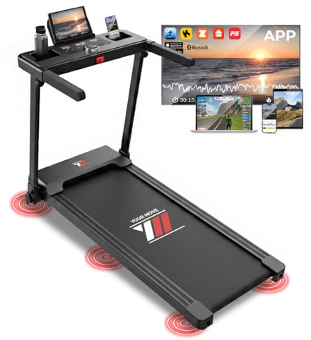YM Tapis Roulant Elettrico Salvaspazio 14 km/h NEXT 2000 PRO, Motore 2HP (Picco 3,5HP), Brand Italiano, Ampia Superfice Corsa, Telaio rinforzato, APP Kinomap BitGym Zwift, Pieghevole, Assistenza ITA