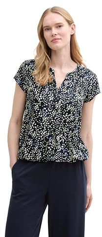 TOM TAILOR Blusa de Mujer, 37369 - Multicolor Navy Dot Structure, 44