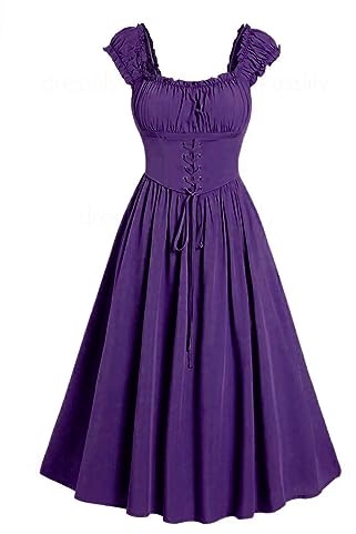 HAOLEI Renaissance Dress Women UK Sale - Vintage Medieval Chemise Victorian Pinafore Cottagecore Gothic Punk Halloween Costumes Rockabilly Party Fancy Irish Peasant Over Dress