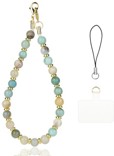 OFFCUP Correa para Teléfono Móvil con Cuentas, 1pc Cadena de Teléfono, Piedra Natural Antipérdida Cordón para Teléfono Móvil Colgante para Teléfono Móvil Correa de Muñeca Hecha a Mano